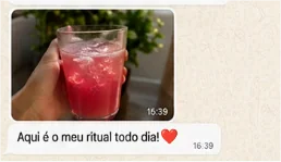 Mensagem de cliente no WhatsApp com foto da bebida: 
